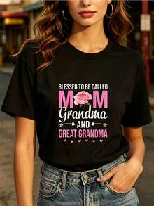 Camisetas de moda casual para uso diario, camisetas con frases de felicitación para mamá, abuela y abuelo, regalo perfecto para reuniones familiares y fiestas de verano, camiseta suave y elegante, 180G, ligera y transpirable, camiseta casual para mujer. 8DEI - Blanco - Ver 6