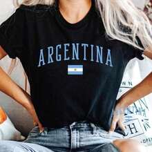 ropa de mujer, Camiseta Argentina, Sudadera Argentina, Camiseta Argentina, Camiseta Vamos Argentina, Camiseta de viaje Argentina, Camiseta argentina, Camisetas gráficas, Camisetas gráficas estilo western, Ropa de hombre, Camisas para hombre, Camisetas gráficas, Ropa de mujer, Tops de verano, Ropa de verano, Camisetas gráficas, camisas de mujer - Negro - Ver 1