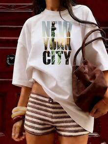Short-Sleeve T-Shirt With American Tourist And Urban Style, Fashionable Short-Sleeve T-Shirt For Spring And Summer 2026, Made In Mexico, 180 Grams. Cartoon Print, Couple Design, Suitable For Indoor Or Outdoor Wear. Crew Neck, Unisex, Ideal For Office And Leisure. One-Piece Pack. - WH-P631577SLNDXZGY505 - 查看 3