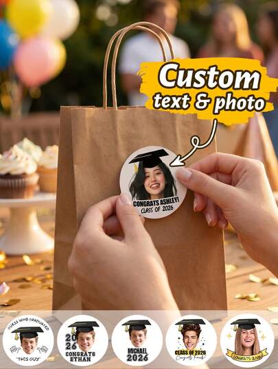 Customizable Round Photo Stickers, Personalized Party Gift Labels, Can Be Printed With Photos, Cute And Pretty Celebration Decorations, Suitable For Cake Boxes, Invitations, Scrapbooks, Unique Gifts For Graduation Season, Anniversaries And Holiday Events, Customizable Picture Sticker Souvenirs.