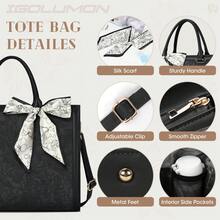 Bolso de tote para computadora portátil de 15.6 pulgadas con múltiples compartimentos, ligero e impermeable, con estampado floral en relieve, para mujer, con bolsillos para bolígrafos, bolsillos de malla y pañuelo de seda, para el trabajo - Multicolor - Ver 4