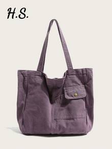 Vintage American Distressed Canvas Tote Bag, Oversized Slouchy Soft Shoulder Bag With Rivet Pockets, Casual College/School/Work Commute Handbag, Versatile Large Capacity Weekender Bag For Travel, Camping, Outdoor - Multicolor - View 3