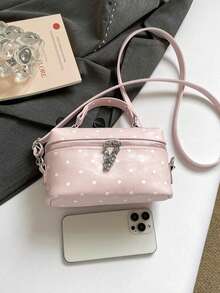 1 buah Tas Tangan Dekorasi Motif Polkadot Warna Solid Musim Panas Baru, Bahan PU Berbintik Lucu Modis dengan Aksesori Liontin Bintang, Tas Selempang, Dompet Ponsel Mini Ringan Multifungsi, Cocok untuk Penggunaan Sehari-hari dan Bepergian - Berwarna merah muda - View 7