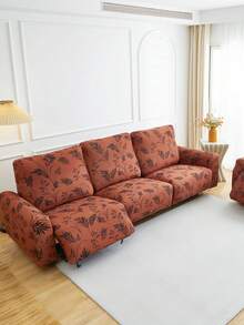 4/6/8pcs Leaf Pattern Recliner/Sofa Covers, Printed Recliner Slipcovers, Stretch Sofa Covers, Suitable For Living Room Office Home Decor - Burnt Orange - View 6