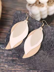 1 Đôi bông tai da nhiều lớp hình lá chữ S tối giản thời trang, phù hợp cho phụ nữ đeo hàng ngày. - Nhiều màu - Xem 4