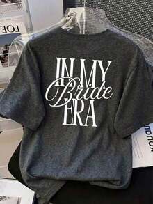 The Era Of The Everyday Casual Girlfriend For Women Has Arrived/I've Officially Entered Girlfriend Mode/I'm Now The Girlfriend Legend. Short-Sleeved Crew Neck Sweatshirt For Spring, Autumn, And Winter, Suitable For Valentine's Day/Back To School, Summer White Color. - 灰色 - 查看 10