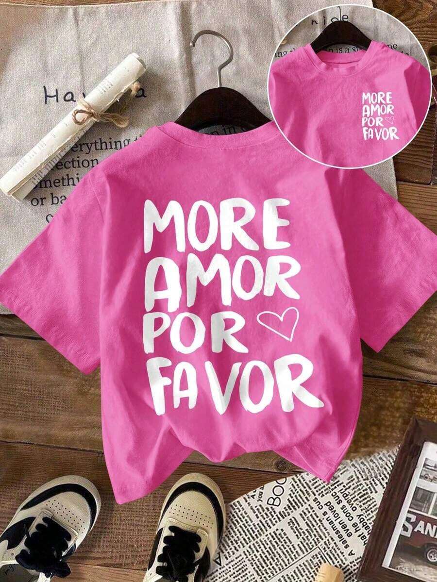 Camiseta de Mujer , Estilo Casual Urbano, Camiseta Gráfica de Manga Corta, Bonita Camiseta de Verano - rosa brillante 3 - Ver 1