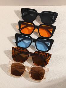 5pcs Fashionable Square Unisex Eyeglasses, Multiple Colors Available, Suitable For Daily Wear - Multicolor - View 3