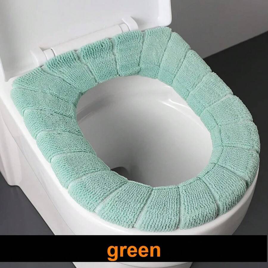 2856 Thick Plush O-Shaped Warm Toilet Seat Cushion, Universal Toilet Seat Cushion, Reusable Winter Toilet Seat Cushion, Toilet Seat Cover - verde - 查看 1