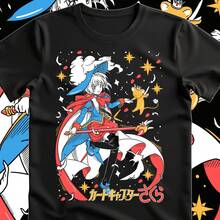 Camiseta C1ardcaptor Sakura, camiseta de anime kawaii, top corto holgado de algodón para hombre y mujer, 220 g, algodón grueso unisex, textura suave y tacto agradable, cómodo y respetuoso con la piel. Su estilo clásico y sencillo nunca pasa de moda, ideal para el día a día, actividades deportivas, viajes, vacaciones y cualquier ocasión informal. - Negro - Ver 1