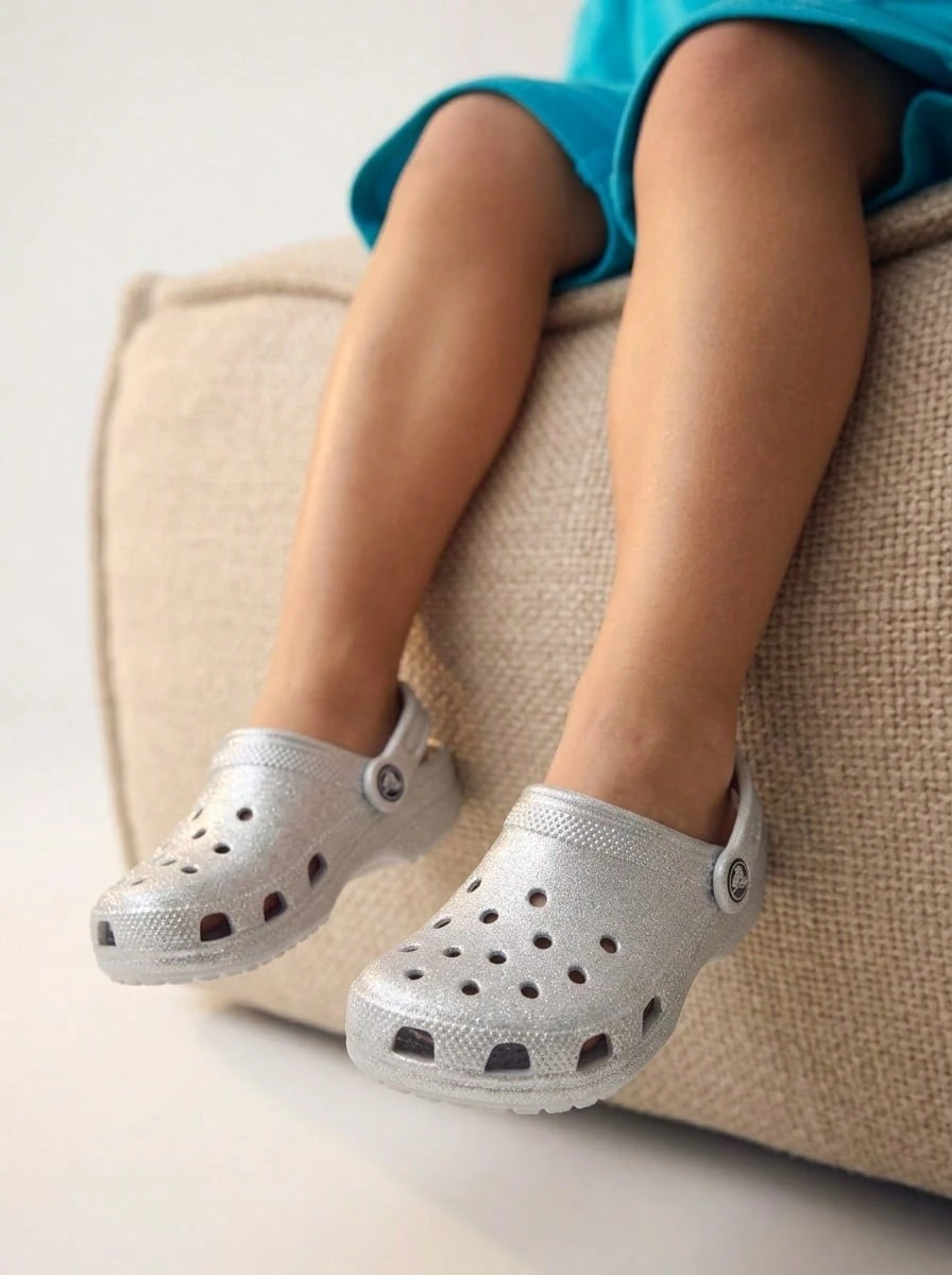 Crocs Classic Glitter Clog K - 銀色閃光 - 查看 1