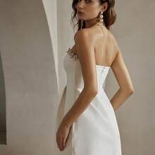 Rhinestone Decor Cropped Tube Dress, Christmas - Blanco - Ver 3
