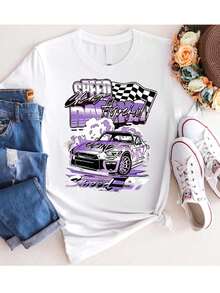 1 Women's T-Shirt In Pure White: "Speed Racing Enthusiast" Design, 180g 100% Cotton. - White - View 6