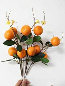 1/3pcs Artificial Orange Branches, Fake Citrus Stems, Fruit Decor, Suitable For Vases, Kitchen, Home, Party, Spring, Summer Decor, Valentine's Day, Wedding Decor, Gifts, Artificial Plants - Multicolor - View 8