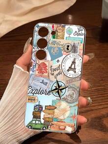 1 chiếc ốp lưng điện thoại mềm in hình biểu tượng du lịch máy bay, có tem cá nhân hóa, tương thích với Honor, Galaxy A04e/12/A13/A14/A34/A50/A52/A53/A54/S21/S22/S23/S24/S25/S25Ultra/S25FE/S26/S26 PLUS/S26 ULTRA/S26 EDGE, 6A/7A/8A, 12T/13T/15T/15T Pro, [Phiên bản quốc tế, không phải phiên bản nội địa] - Trong sáng - Xem 2