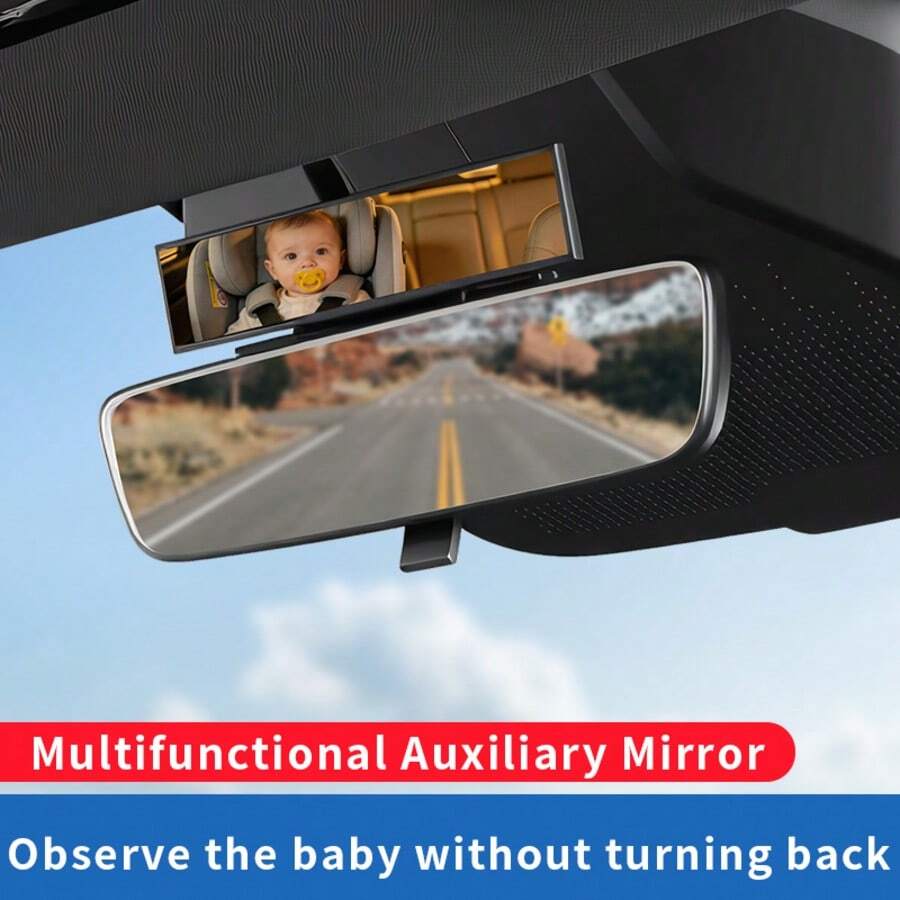 Car Rearview Mirror Wide View Safety Mirror For Windshield Infant Observation Car Seats Clear Reflection 360-Degree Rotatable Adjustable Mirror Can Be Pasted Freely
