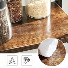 SONGMICS Especiero de 2 Niveles Estante de Especias Marco de Bambú para Comedor Cocina Oficina Marrón Rústico y Negro MOFS046B01 - Marrn Rstico Negro - Ver 5