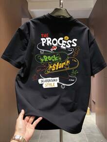Nueva camiseta de manga corta para mujer de 180 g,% algodón - Camiseta casual versátil con estampado de verano para hombre - Camiseta con estampado de verano para parejas - Unisex - Regalo para vacaciones - Negro - Ver 1