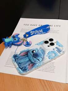 Disney Lilo And Stitch Phone Case : 3D Fluffy Pattern Border Protector Phone Soft Phone Case With A Free Cute Stitch Bracelet Chain Lanyard, Stitch, Lilo, Angel, For Apple 17 Promax 17 Pro 16 15 14 13 12 11 Pro Max XS Max X XR Soft Cover Summer Phone Case - trắng - Xem 6