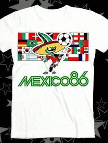 1 Camiseta de Fútbol de la Copa Mundial de México 86 para Hombre y Mujer, Estilo Años 80 y 90, Bandera de Argentina, Mejor Vendedor, Regalo para Fanáticos, Regalos para la Temporada de Regreso a Clases, Día de San Valentín, Día de la Madre, Día del Padre - Negro - Ver 1