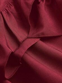 MOD Women's Plus Size Burgundy Ruffled Skirt, Vintage Burgundy Ruffled Skirt - Brown - View 8