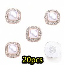 Vintage Pearl Rhinestone Flatback Beads 20PCS Acrylic Cabochons Flower Heart Oval Round Snowflake Shapes, Glossy Faux Pearl Gems For DIY Jewelry Wedding Bouquet Home Decor Party Supplies - White - View 12