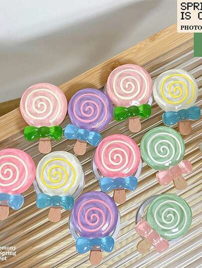 1pc INS Lollipop Magnetic Phone Holder, Acrylic Resin Phone Stand, Foldable Portable Air Cushion Phone Holder For Desk