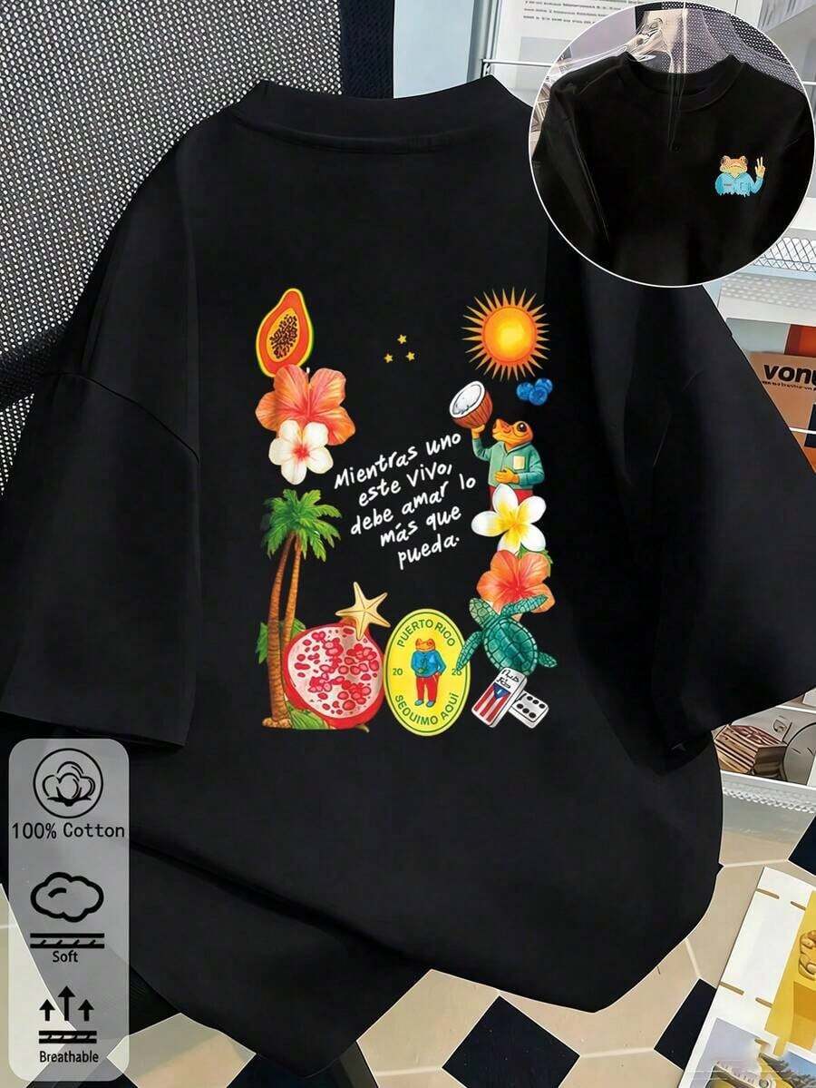 Bunny 'DtMF', roligt tryck med Puerto Rico-groda, 100% bomull, dam-t-shirt med lös passform, sommarkläder, sommartopp i stora storlekar, K-Pop warrior-serien, topp i ren bomull, damkläder, sommarkläder för kvinnor, stickade plagg, festkläder, damkläder i stora storlekar, lös topp med rund hals för kvinnor i stora storlekar, bästa vän-kläder, semesterkläder, avslappnade sportkläder, eleganta toppar, damsportkläder, damtopp, reklamkläder för kvinnor, unisex, tonårskläder, bas-t-shirts, sommarkläder för kvinnor, mjuka och bekväma, sommar, vinter, vår, festivaler, Eid al-Fitr, Kungens dag, Mors dag, fester, strand, bröllop, studentceremonier, gym, elegant, avslappnad, semester, sport, lyx, formell, y2k, lantlig, affärsmässig, paljetter volanger, prickar, tofsar, blommigt, grafiskt, leopardmönstrat sommaroutfit dam - Svart - Visa 1
