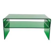 GDAE10 Acryl Beistelltisch 2 Etagen, Couchtisch 2-stufiger Sofa Tisch mit 40kg Belastbarkeit, Moderner Rechteckiger Wohnzimmertisch mit Ablage, Grün, 80x50x38cm - Standard - Übersicht 5