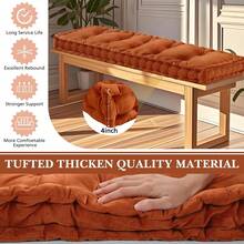 Threehoney Bench Cushions For Indoor Furniture 36x14 In Velvet Kitchen Dining Piano Window Seat Cushion, Tufted Patio Porch Swing Thicken Bench Pad Memory Foam(Ivory White) - 肉桂 - 查看 5