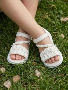 TEEOEC New Green Girls' Fashion Open Toe Princess Shoes, Soft Sole, Wear-Resistant, Fresh Style, Lightweight Breathable Non-Slip Thick Bottom Girls Sandals - Beige - View 2