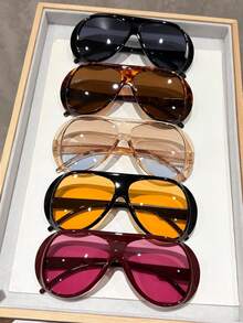 4 piezas Gafas de moda con montura de aviador extra grande, accesorio de moda para mujer, para combinar con atuendos, uso al aire libre, fiestas callejeras, conducir, viajar, vacaciones, regalo para amigos y familiares - lentes tintadas - Ver 16