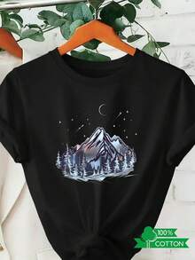 Camiseta de Verano Premium para Mujer con Estampados de Letras y Anime a la Moda, Diseño de Cuello Redondo, Sencilla y Cómoda, Transpirable, Ideal para Uso Diario Casual, Muestra un Estilo Natural y Elegante, Esencial para Fiestas de Verano, Envío Local desde Snowy Mountain Pine Tree. - Blanco - Ver 11