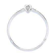 Nouveau design bracelet en os de serpent en forme de cœur, convient pour bracelet rigide DIY en argent 925 original, bijou de mode exquis pour anniversaire et mariage pour femmes - Argent - Voir 1