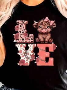 Camiseta de manga corta de cuello redondo para mujer, de tela de punto, ligeramente elástica, con un bonito diseño de vaca de las Highlands, 180 g/m²-PKDZ001 Juneteenth, uso diario, estilo gráfico moderno, rendimiento de secado rápido, ropa de viaje, ajuste unisex. - Negro - Ver 8