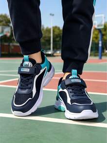 Kids' Lightweight Breathable Mesh Casual Outdoor Sneakers With Hook And Loop Closure - Blue - View 1