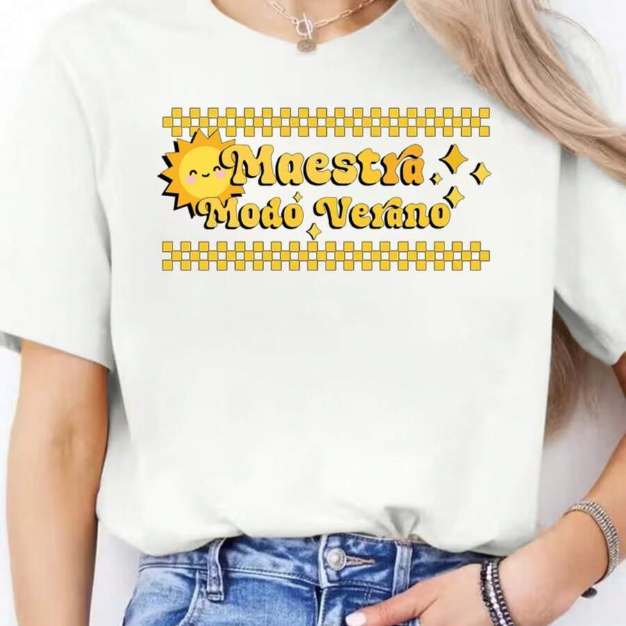 Printed T-Shirt For Men And Women - 白色 - 查看 1