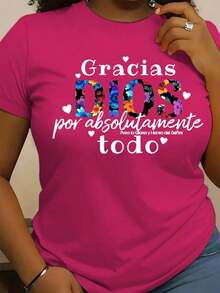 Camiseta holgada de mujer con estampado floral en rosa, casual y de moda, adecuada para el verano - Rosa Fucsia - Ver 1