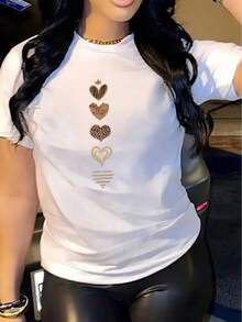 Camiseta de Mujer Cómoda de Cuello Redondo, Casual, de Mezcla de Algodón, Manga Corta, Suave y Transpirable, Estilo Urbano para Primavera Verano - Blanco - Ver 3