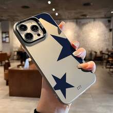 Phone Case - New Fashion Blue With Large Star And Number Design, High Quality Protective Cover Suitable For IPhone, Multiple Models Including 16/15/14/13/12 11 Pro Max Series And 12Pro 13Promax 14Plus 15Plus 16Plus 12Mini 13Mini 14Pro - Black - View 2