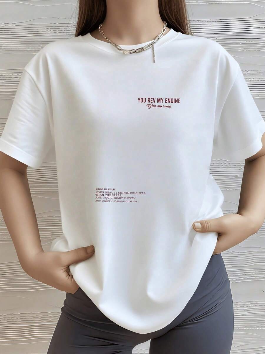 Frase motivadora que expresa energía pasión y confianza con texto positivo en el pecho que inspira actitud alegre camiseta de mujer casual moderna perfecta para uso diario - Blanco - Ver 1