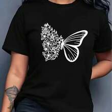 Women's T-Shirt With Sparkling Golden Cherry Design - Black - View 1