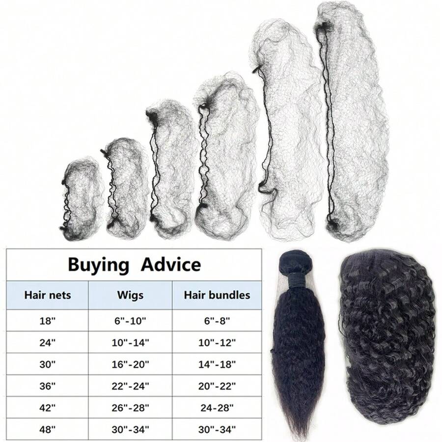 20pcs 10mm Black Nylon Invisible Hair Nets | Disposable Braided Mesh For Styling And Protection, 18/24 Inch Size - Unisex, Durable And Snug Fit - View 1