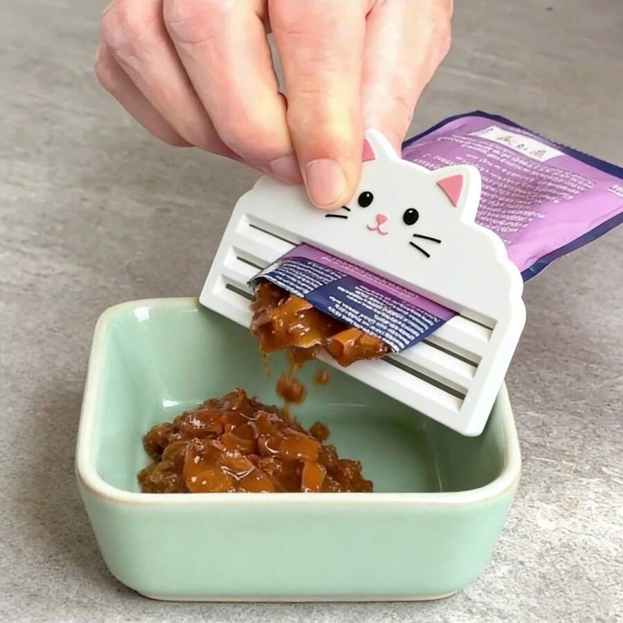 Dụng cụ ép thức ăn cho mèo - Giúp ép thức ăn từ túi hiệu quả, tối đa hóa lượng thức ăn còn lại, đảm bảo không lãng phí. Được thiết kế dành cho những người nuôi mèo coi trọng việc cho ăn sạch sẽ và dễ sử dụng. Dụng cụ này phù hợp với nhiều loại túi thức ăn, dễ dàng vệ sinh và giữ gìn vệ sinh.