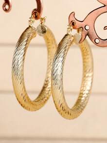 1 Pair Classic Hoop Earrings, Suitable For Women, Can Be Used As Wedding Anniversary, Engagement Party, Valentine's Day Gift - 10# - View 24