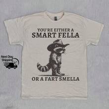 1 Piece, "Smart Guy" Raccoon Print T-Shirt, Western Humor, Couple Set S-3XL, Unisex, Urban Fashion, Summer Casual, Elegant Style For Women, Cotton Crew Neck T-Shirt, Everyday Wear | Perfect Holiday Gift | 100% Cotton Fabric | Soft And Comfortable | Crew Neck T-Shirt | - 杏色 - 查看 7