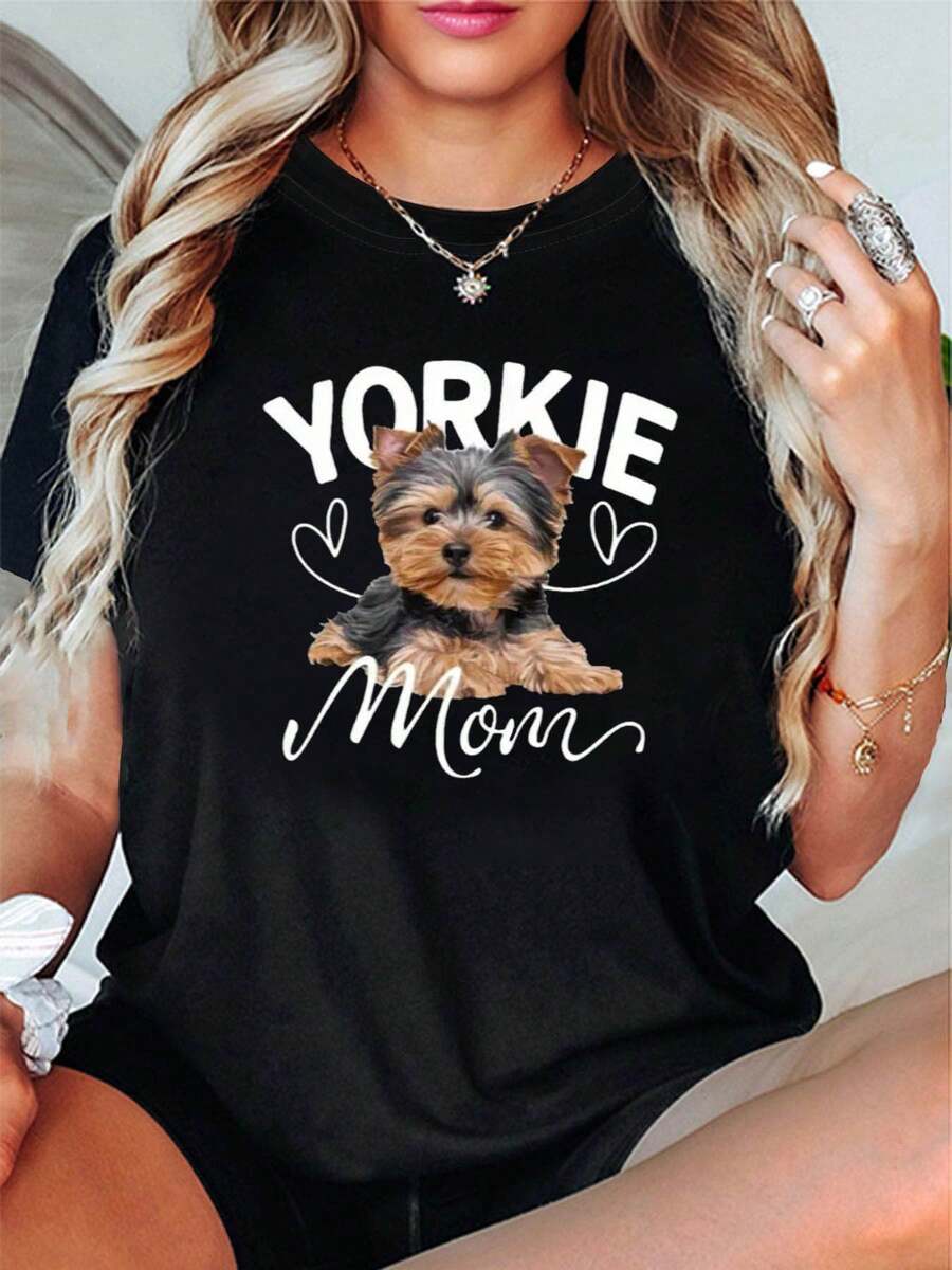 Camiseta de manga corta de algodón puro de 180 g para mujer, talla grande, cuello redondo, holgada, ropa para el Día de la Madre, tallas L-5XL, con estampado de texto, camiseta de manga corta de cuello redondo para mujer, primavera-verano.
