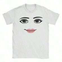 Anime Robot Face Print T-Shirts, Funny T-Shirts, Graphic Tees, 180g, Loose Fit, Crew Neck, Short Sleeve, Lightweight, Women's Clothing, Harajuku T-Shirts, Summer Tops - 白色 2 - 查看 9