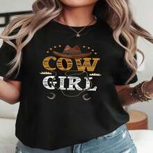 One Piece, Classic And Versatile, Pure Cotton Short-Sleeved T-Shirt Ideal For Any Season. With The Elegant And Carefree Style Of A Women's Cowboy Dress, A Fashionable Touch - 黑色 - 查看 2