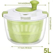 1件装果蔬沙拉脱水机，厨房蔬菜清洗及沙拉制作用品，家用果蔬甩干机，手动沥干脱水 - 瀝水籃 - 查看 8